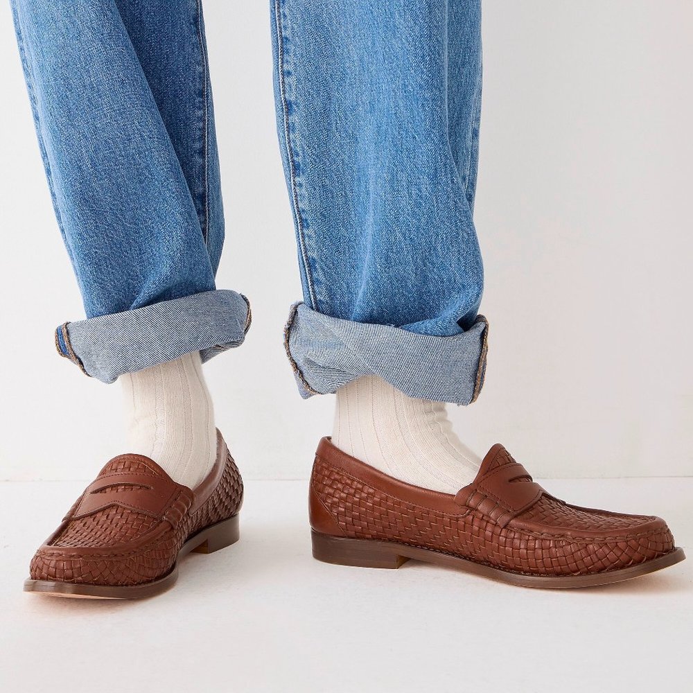 NIB J. Crew Italian Leather Penny Loafers - “Winona” Cognac Italian Leather